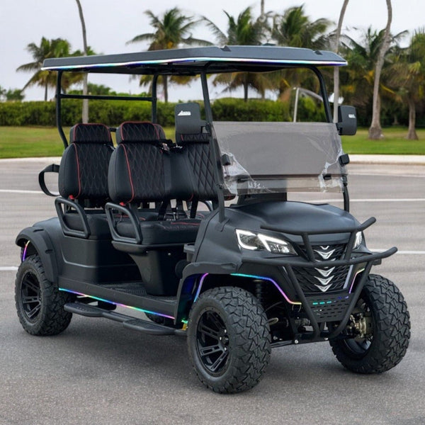 4 Forward Facing Golf Cart Street Legal Extended Range 206ah 48v Lithium Electric LSV with LED Lights