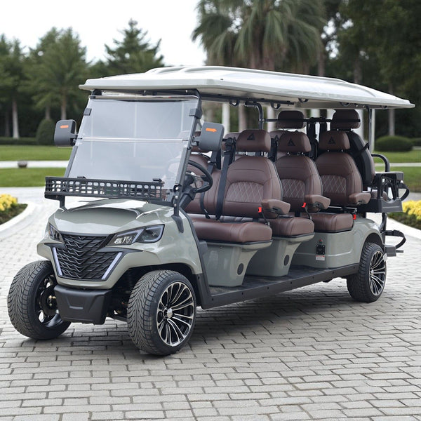 8 Seater Golf Cart in Razors Edge - Extended Range 206AH Lithium Ion Electric LSV with LED Lights