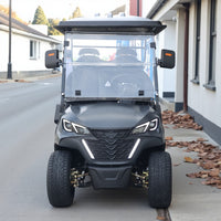 8 Seater Golf Cart in Matte Black - Extended Range 206AH Lithium Ion Electric LSV with LED Lights