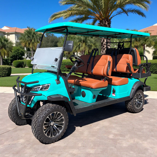 Turquoise Green 72v 6 Seater Golf Cart with LED Lights
