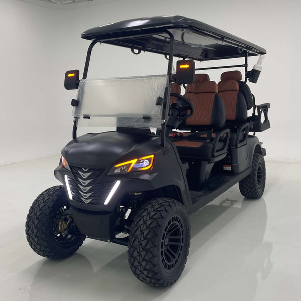 Matte Black 6 Seater Golf Cart - 48v Lithium - In Stock