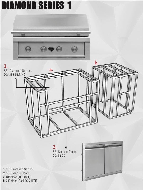 Diamond Grills Outdoor Kitchen Kit No. 1 - Modular Built In Grill BBQ