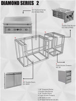 Diamond Grills Outdoor Kitchen Kit No. 2 - With Side Burner Modular Built In Grill BBQ Island
