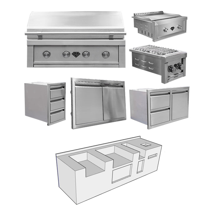 Diamond Grills Outdoor Kitchen Kit No. 4 - Premium Package Modular Built In Grill BBQ Island
