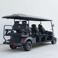 8 Seater Golf Cart in Matte Black - Extended Range 206AH Lithium Ion Electric LSV with LED Lights