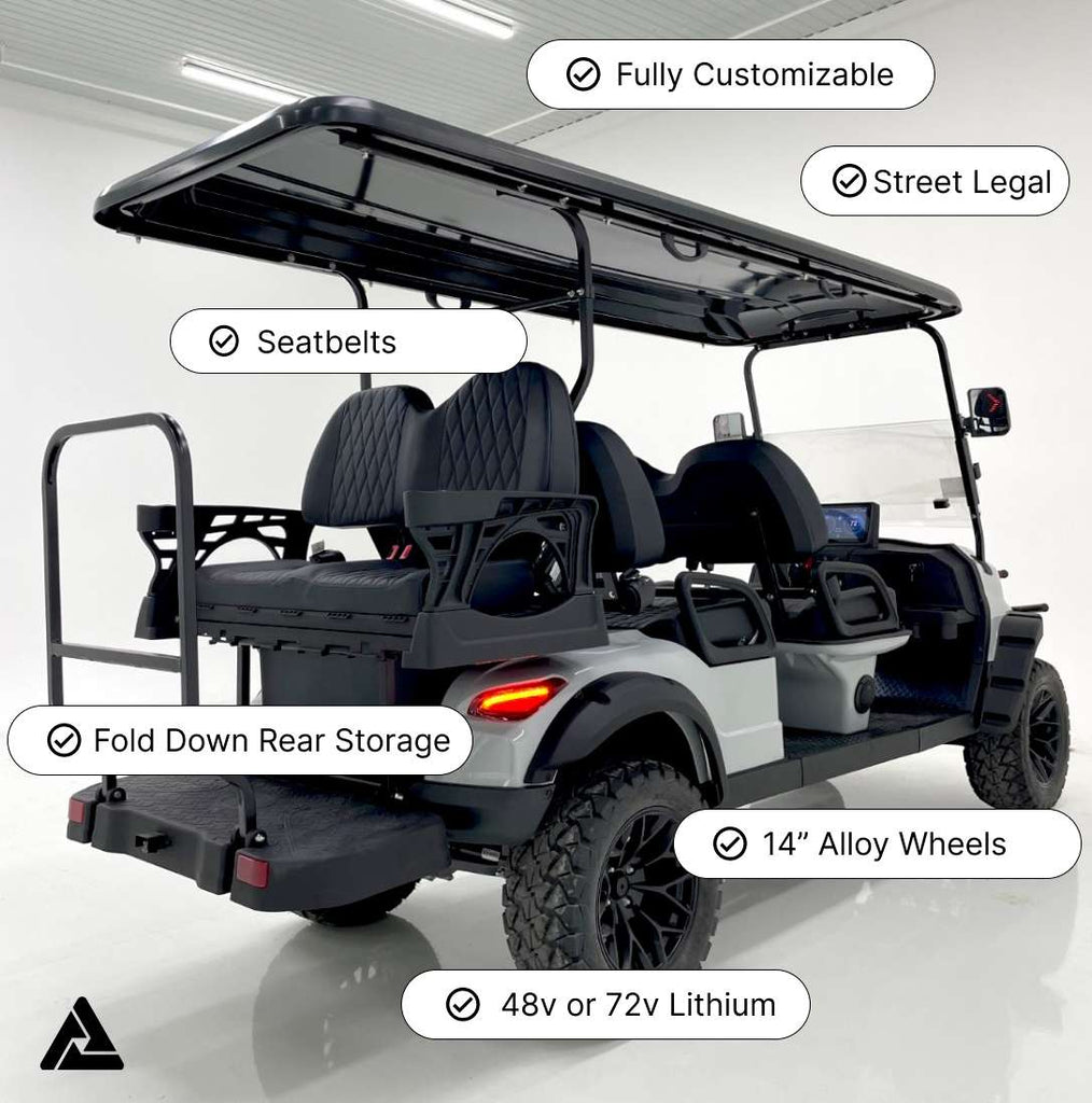 6 Seater Golf Cart Street Legal 72v Lithium Electric LSV with LED 