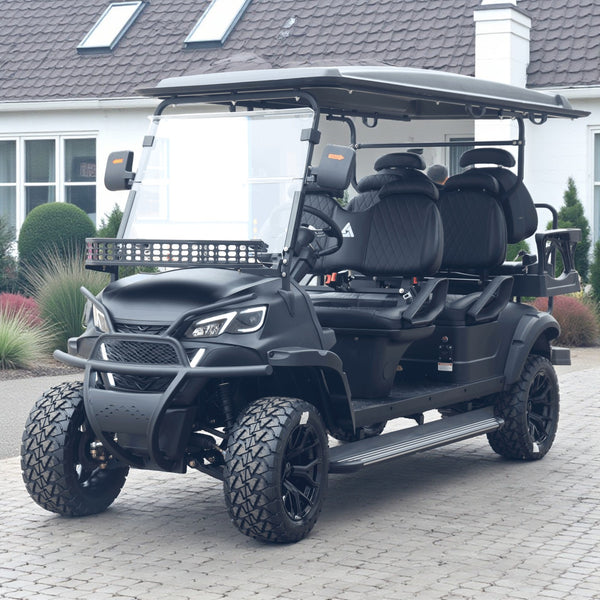 Matte Black Extended Range 206ah 6 Seater Golf Cart with LED Lights