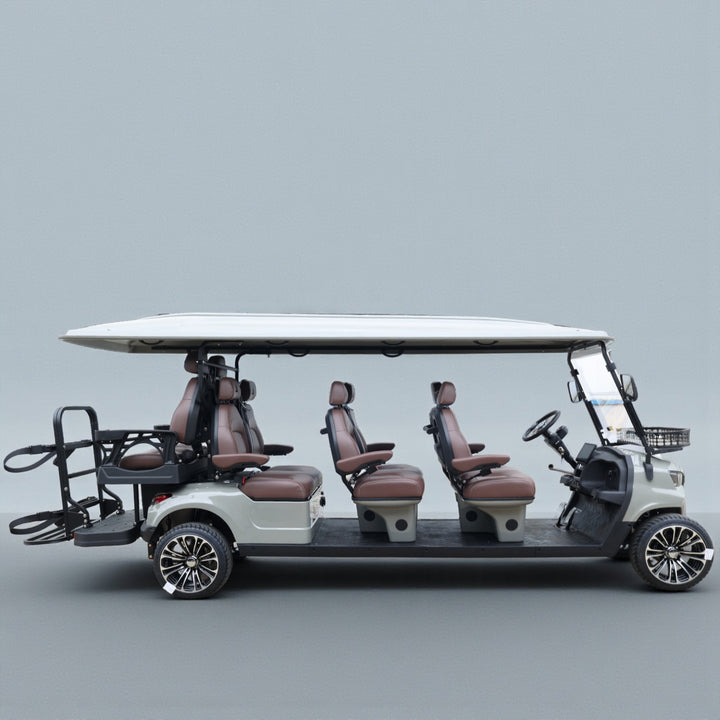 8 Seater Golf Cart in Razors Edge - Extended Range 206AH Lithium Ion Electric LSV with LED Lights