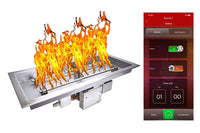 HPC Fire Torpedo Gas Fire Pit Burner Rectangle Insert Kit H-Burner 120 VAC Bluetooth