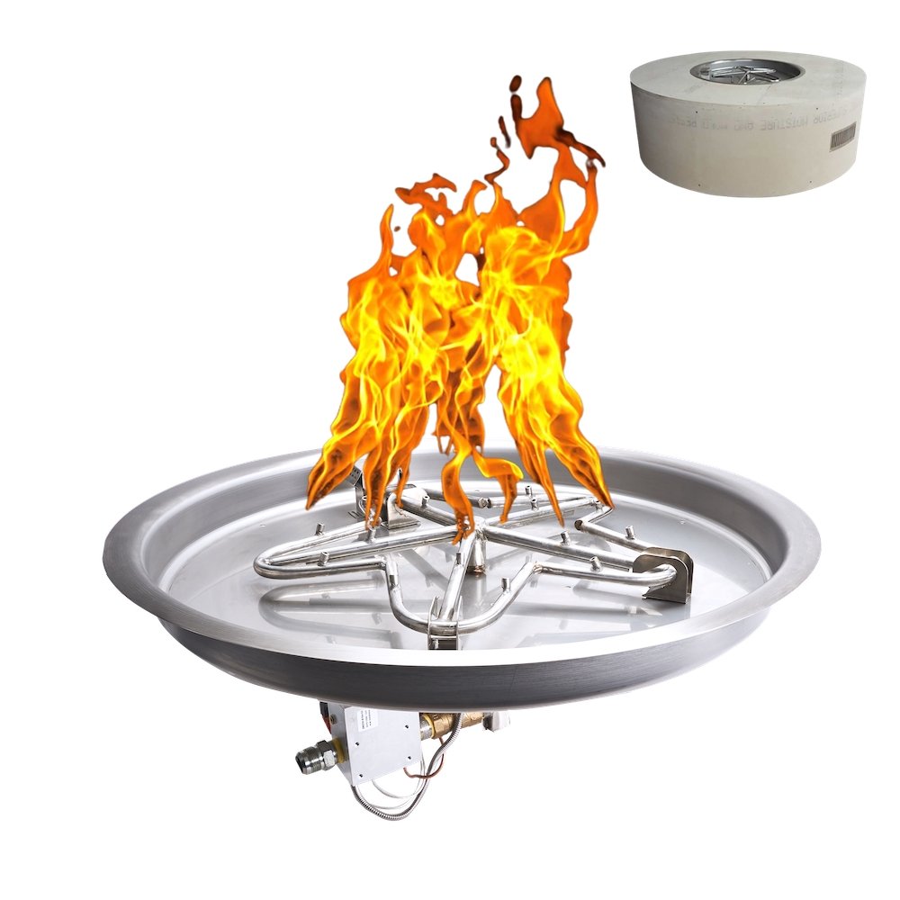 HPC Fire Torpedo Gas Fire Pit Burner Round Bowl Insert 120 VAC Bluetoo