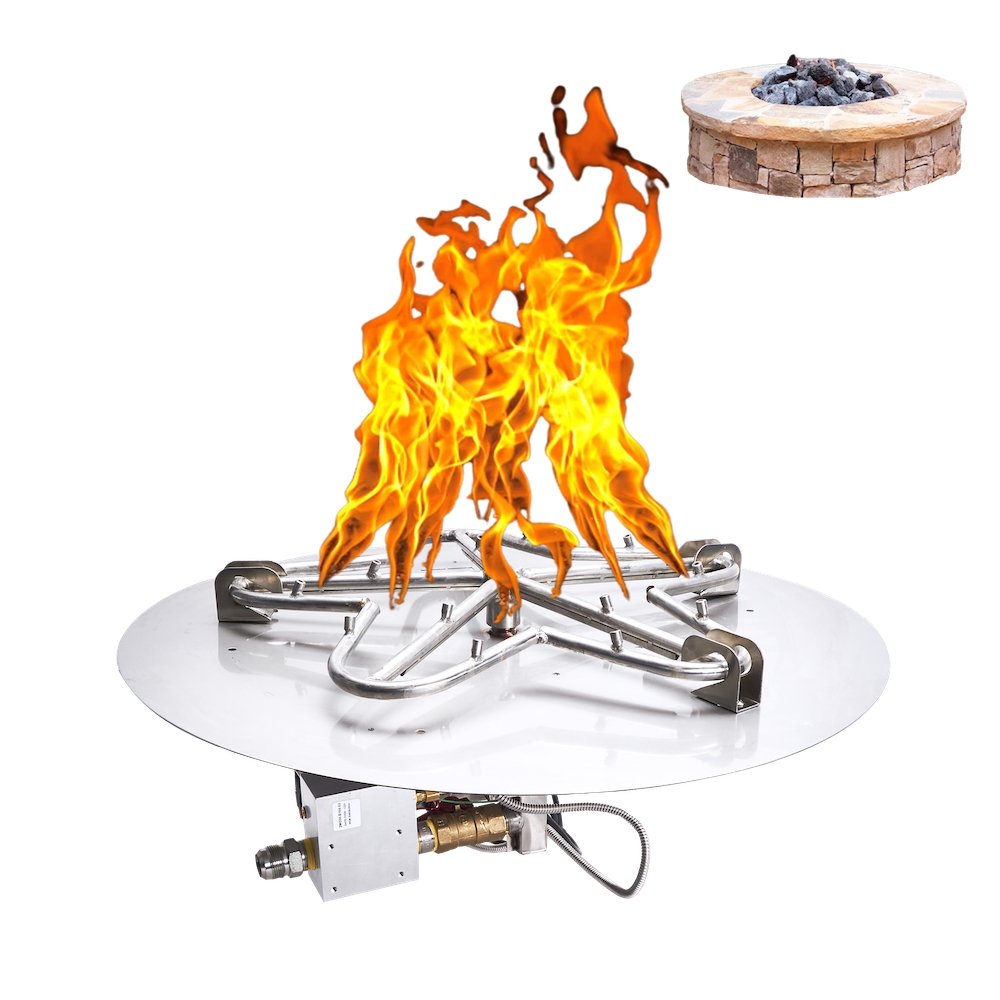 HPC Fire Torpedo Gas Fire Pit Burner Penta Round Flat Insert 120 VAC B