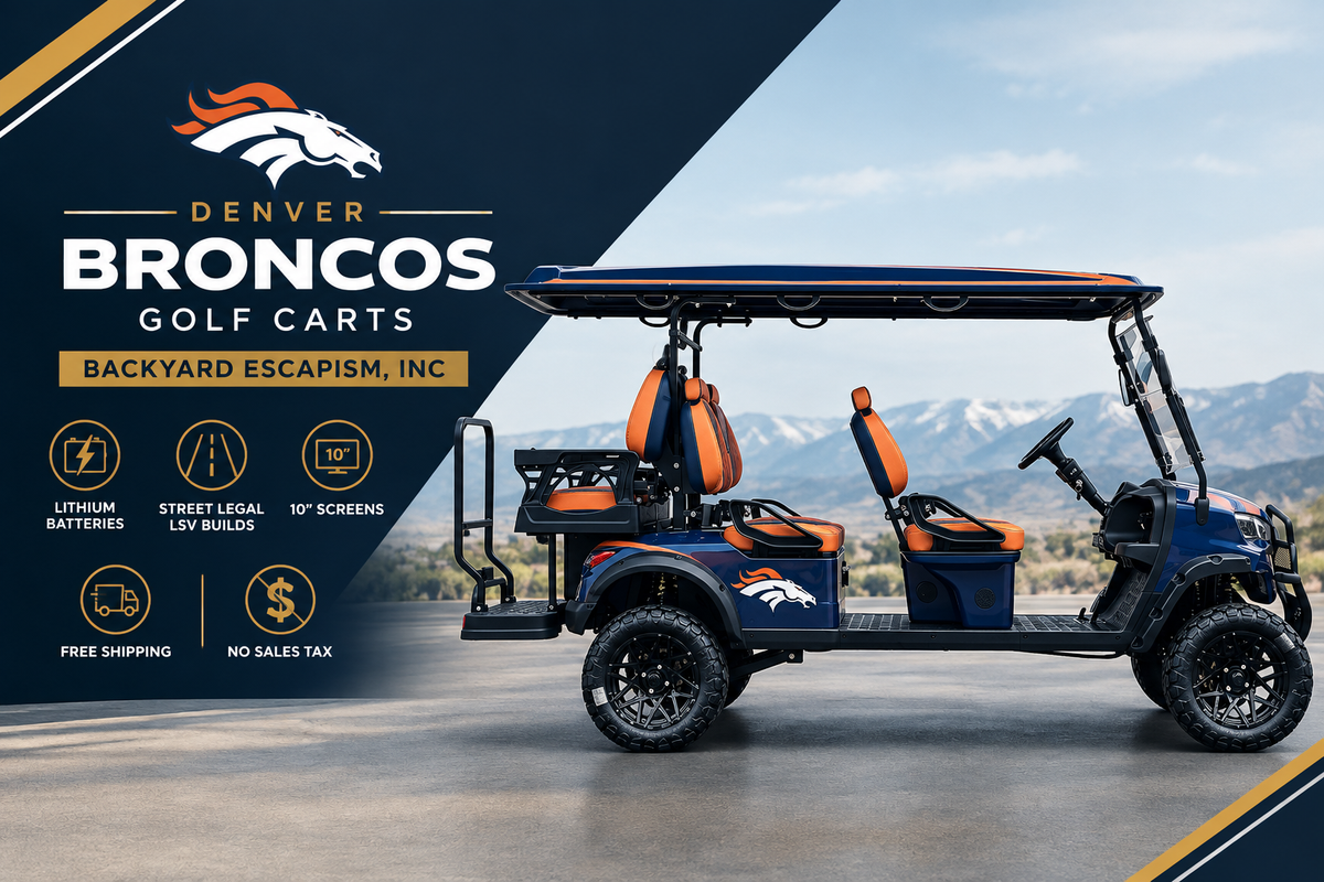 Denver Broncos Golf Cart                      – Backyard Escapism, Inc