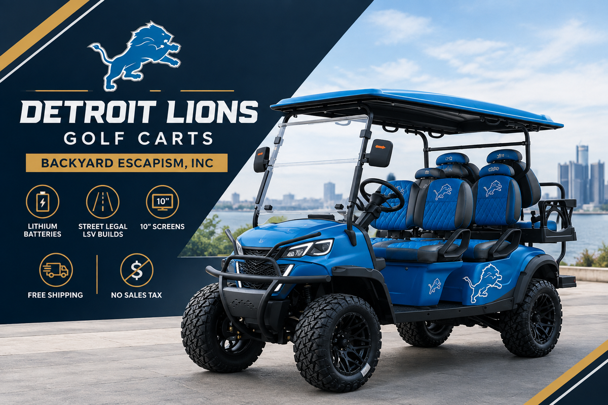 Detroit Lions Golf Cart                      – Backyard Escapism, Inc