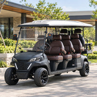 Black Grey 8 Seater Golf Cart With Dark Brown Seats - 206ah Extended Range Golf Cart LSV