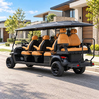 Jet Black 8 Seater Golf Cart With Saddle Seats - 206ah Extended Range Golf Cart LSV