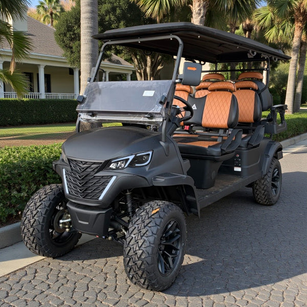 Matte Black 6 Seater 206ah Extended Range Golf Cart