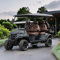 Black Grey 6 Seater Golf Cart With Dark Brown Seats - 48V Lifted Golf Cart LSV