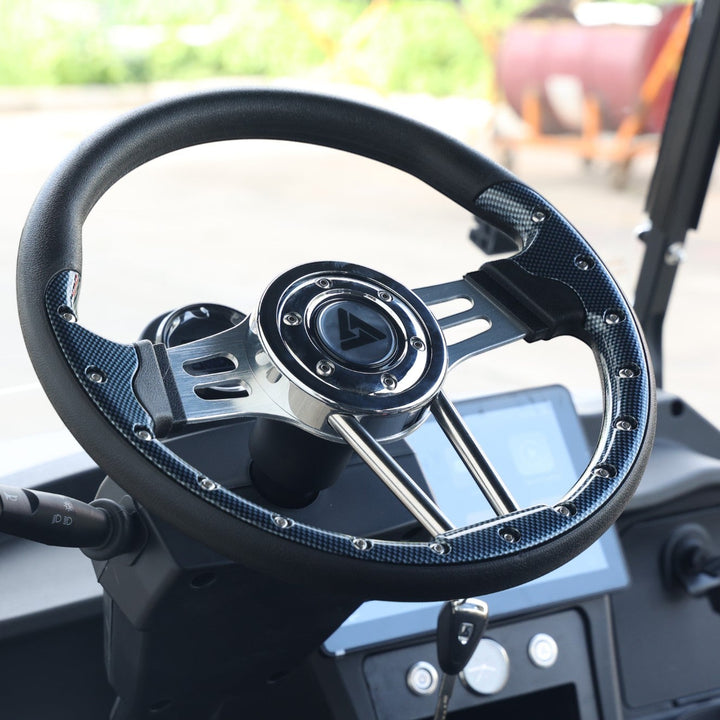 8 Seater Golf Cart in Matte Black - Extended Range 206AH Lithium Ion Electric LSV with LED Lights