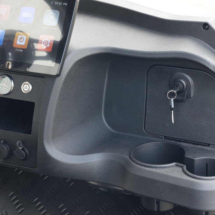 8 Seater Golf Cart in Matte Black - Extended Range 206AH Lithium Ion Electric LSV with LED Lights