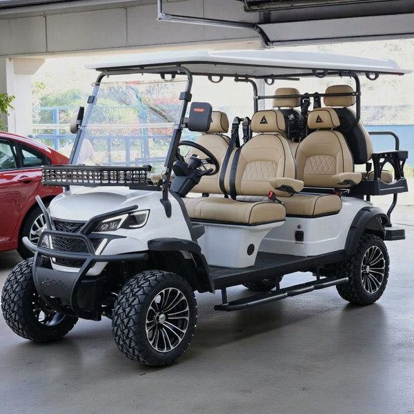 6 Seater Golf Cart Street Legal Extended Range 206AH Lithium Electric LSV with LED Lights