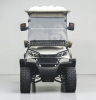 Oyster White 4 Forward Golf Cart With Beige Seats - 206ah Extended Range Golf Cart LSV Lifted