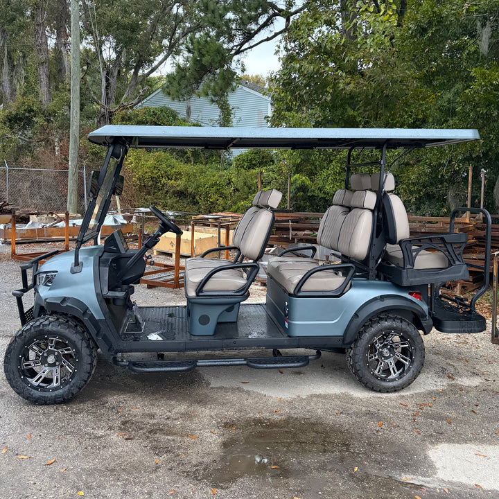 Matte Blue 72v 6 Seater Golf Cart in Matte Blue with LED Lights