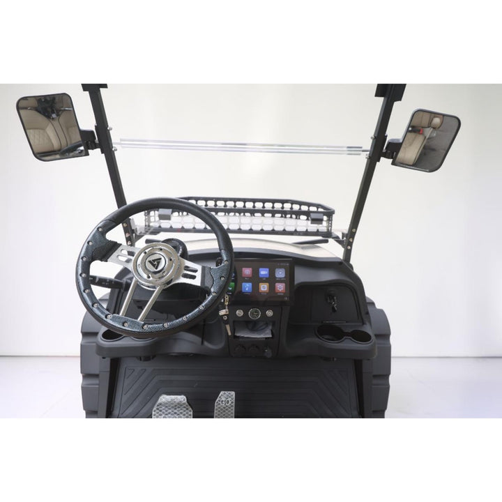 Oyster White 4 Forward Golf Cart With Beige Seats - 206ah Extended Range Golf Cart LSV Lifted