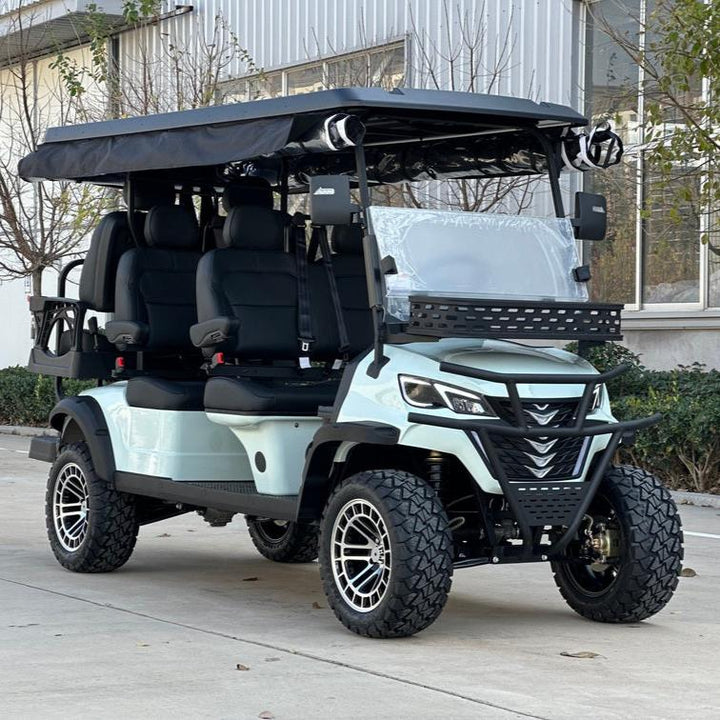 Mint Green 6 Seater Golf Cart - 72v Lithium with Adjustable Armrests