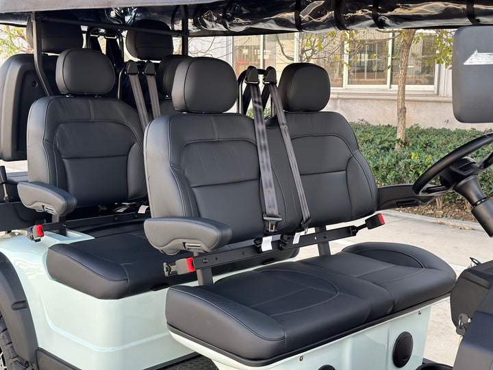 Mint Green 6 Seater Golf Cart - 72v Lithium with Adjustable Armrests