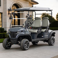 Black Grey 4 Forward Golf Cart With Medium Grey Seats - 48v Lithium Electric LSV Lifted