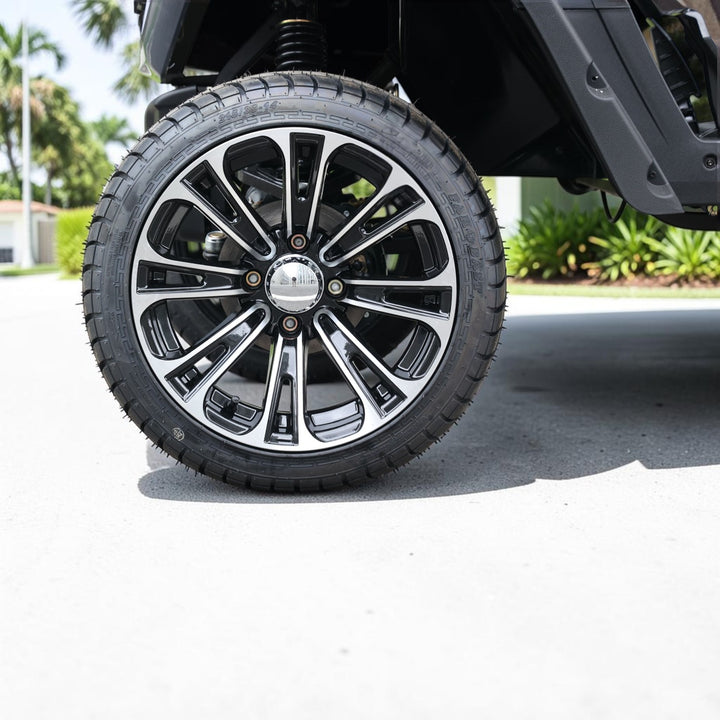 Black Grey 4 Forward Golf Cart With Medium Grey Seats - 48v Lithium Electric LSV Lifted