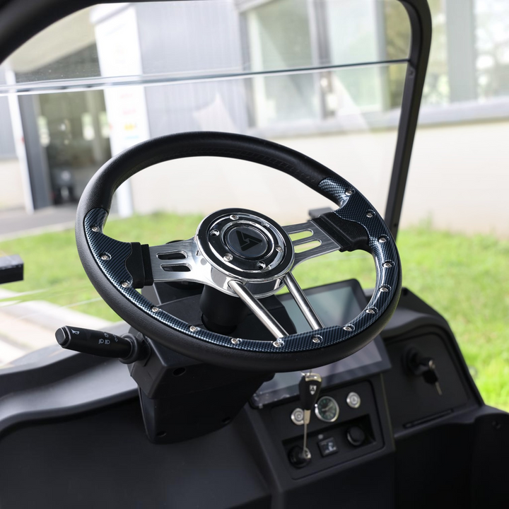 Black Grey 4 Forward Golf Cart With Medium Grey Seats - 48v Lithium Electric LSV Lifted