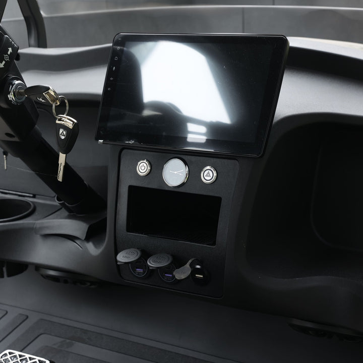 Black Grey 4 Forward Golf Cart With Medium Grey Seats - 48v Lithium Electric LSV Lifted