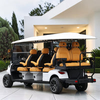 Signal White 8 Seater Golf Cart With Camel Seats - 48V Golf Cart LSV