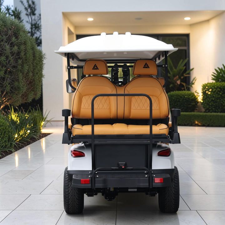 Signal White 8 Seater Golf Cart With Camel Seats - 48V Golf Cart LSV