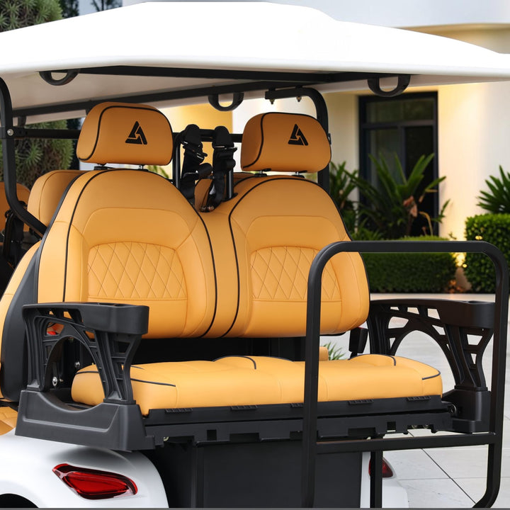 Signal White 8 Seater Golf Cart With Camel Seats - 48V Golf Cart LSV