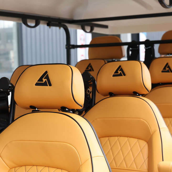 Signal White 8 Seater Golf Cart With Camel Seats - 48V Golf Cart LSV