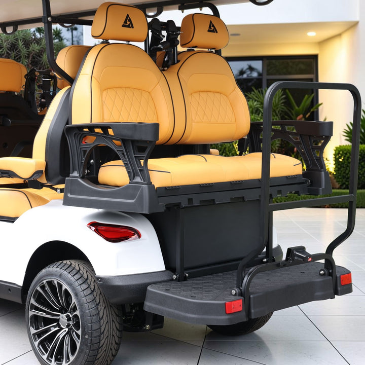Signal White 8 Seater Golf Cart With Camel Seats - 48V Golf Cart LSV