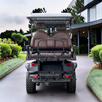 Black Grey 6 Seater Golf Cart With Dark Brown Seats - 48V Lifted Golf Cart LSV