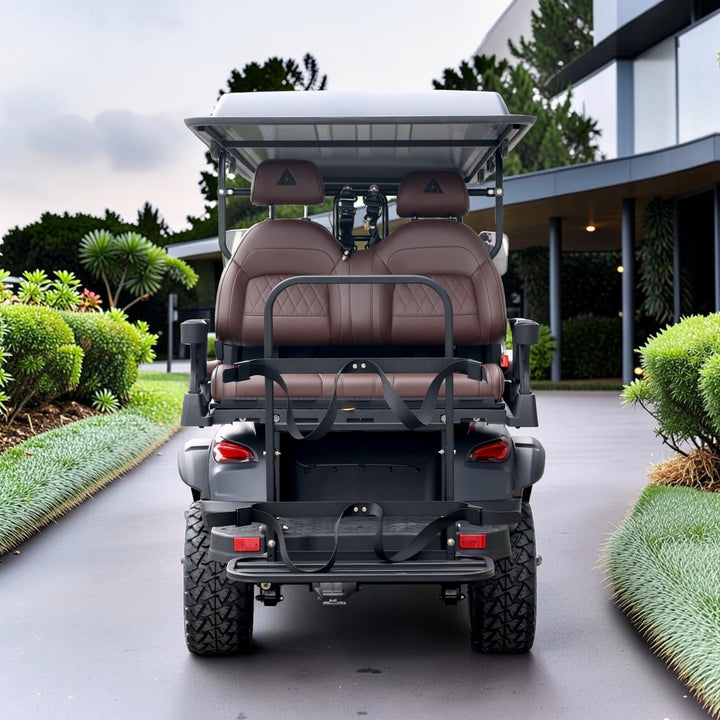 Black Grey 6 Seater Golf Cart With Dark Brown Seats - 48V Lifted Golf Cart LSV