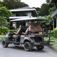 Black Grey 6 Seater Golf Cart With Dark Brown Seats - 48V Lifted Golf Cart LSV
