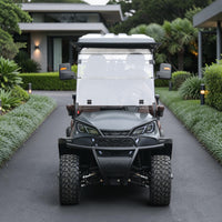 Black Grey 6 Seater Golf Cart With Dark Brown Seats - 48V Lifted Golf Cart LSV