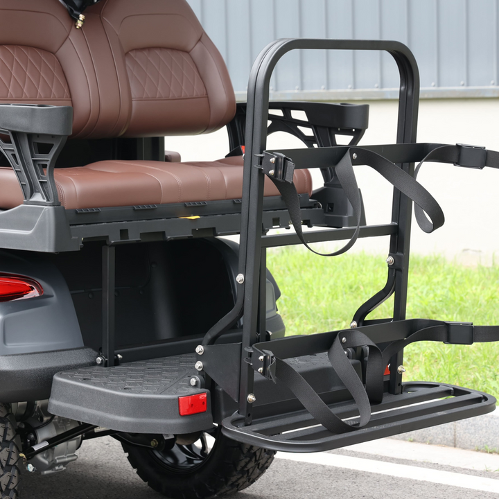 Black Grey 6 Seater Golf Cart With Dark Brown Seats - 48V Lifted Golf Cart LSV