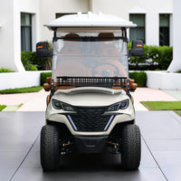 Oyster White 8 Seater Golf Cart With Saddle Seats - 206ah Extended Range Golf Cart LSV