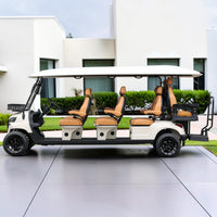 Oyster White 8 Seater Golf Cart With Saddle Seats - 206ah Extended Range Golf Cart LSV
