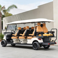 Oyster White 8 Seater Golf Cart With Saddle Seats - 206ah Extended Range Golf Cart LSV