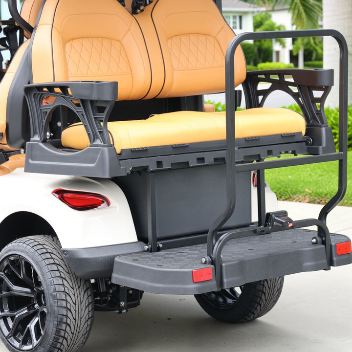 Oyster White 8 Seater Golf Cart With Saddle Seats - 206ah Extended Range Golf Cart LSV