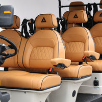 Oyster White 8 Seater Golf Cart With Saddle Seats - 206ah Extended Range Golf Cart LSV