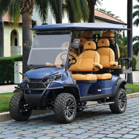 Sapphire Blue 6 Seater Golf Cart With Camel Seats - 48V Lifted Golf Cart LSV