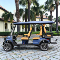 Sapphire Blue 6 Seater Golf Cart With Camel Seats - 48V Lifted Golf Cart LSV